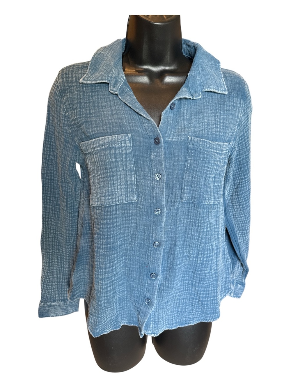 Wild Skye Textured Button-Up Denim Shirt